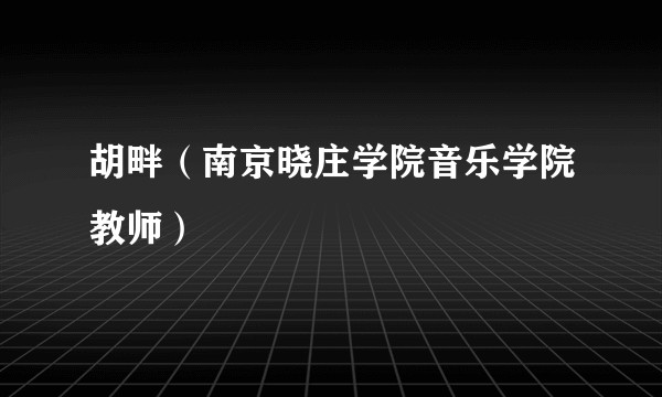胡畔(南京晓庄学院音乐学院教师)