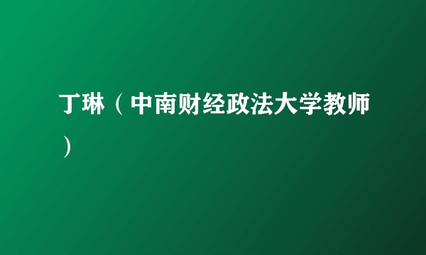 丁琳（中南财经政法大学教师）