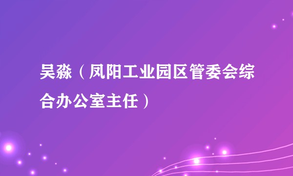 吴淼(凤阳工业园区管委会综合办公室主任)