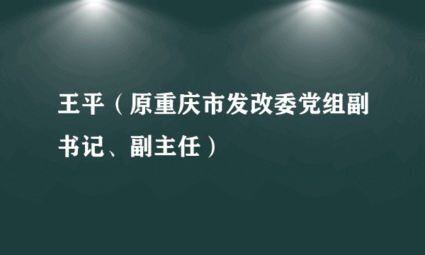 王平（原重庆市发改委党组副书记、副主任）