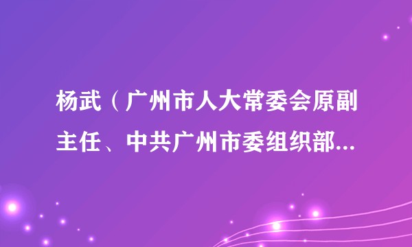 杨武(广州市人大常委会原副主任、中共广州市委组织部原副部长)