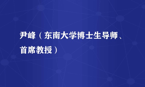 尹峰（东南大学博士生导师、首席教授）