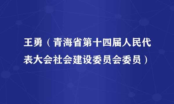 王勇（青海省第十四届人民代表大会社会建设委员会委员）