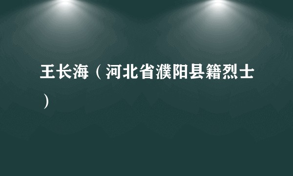 王长海(河北省濮阳县籍烈士)