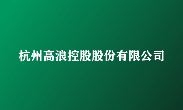 杭州高浪控股股份有限公司