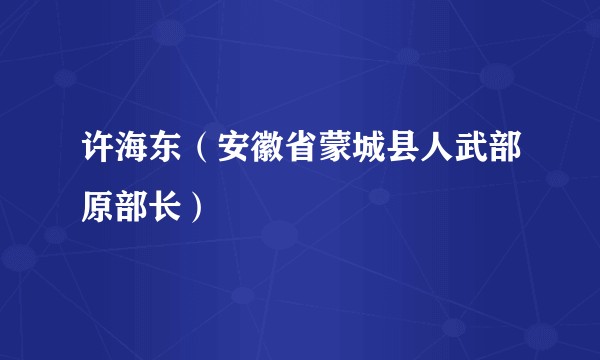 许海东（安徽省蒙城县人武部原部长）