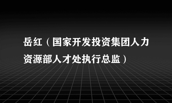 岳红（国家开发投资集团人力资源部人才处执行总监）