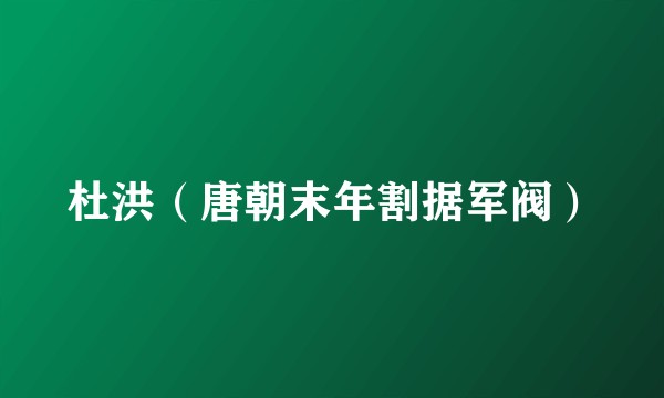 杜洪（唐朝末年割据军阀）
