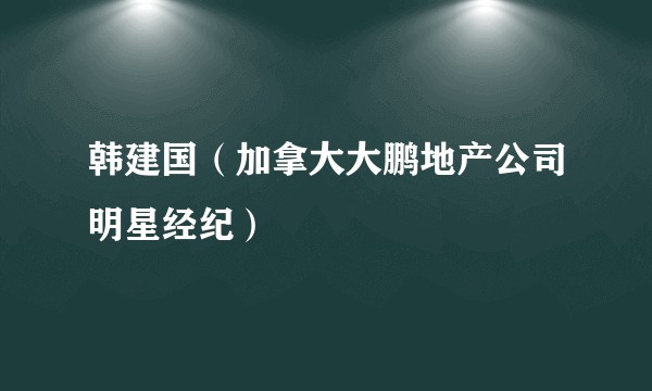 韩建国（加拿大大鹏地产公司明星经纪）