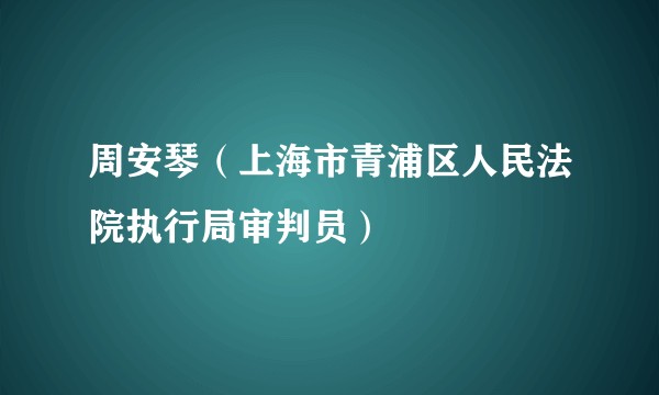 周安琴(上海市青浦区人民法院执行局审判员)