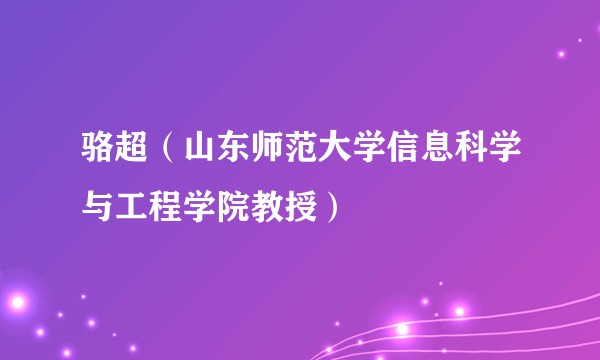 骆超（山东师范大学信息科学与工程学院教授）
