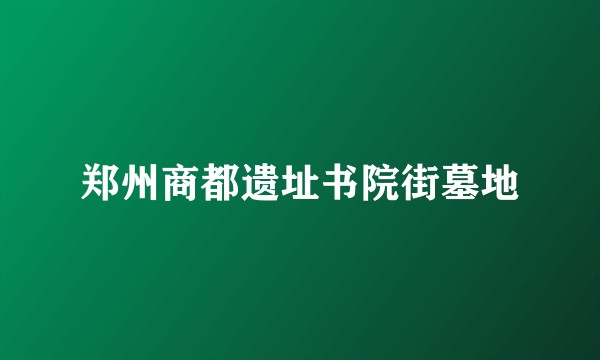 郑州商都遗址书院街墓地