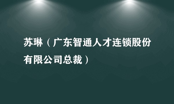 苏琳（广东智通人才连锁股份有限公司总裁）