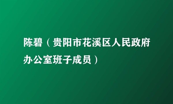 陈碧(贵阳市花溪区人民政府办公室班子成员)