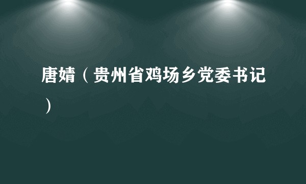 唐婧(贵州省鸡场乡党委书记)