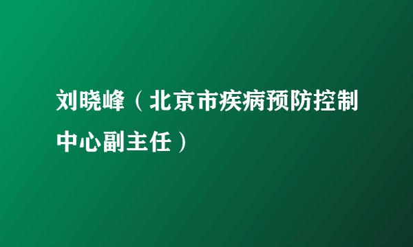 刘晓峰（北京市疾病预防控制中心副主任）