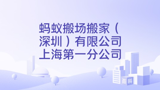 蚂蚁搬场搬家（深圳）有限公司上海第一分公司