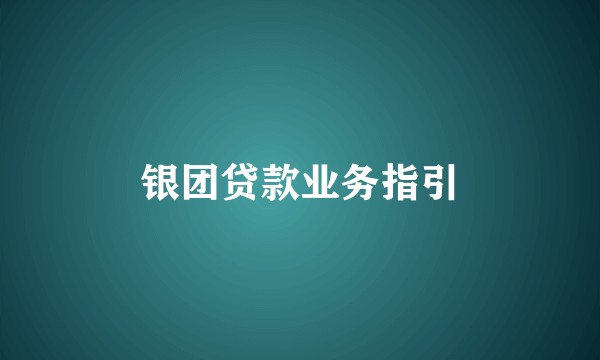 银团贷款业务指引
