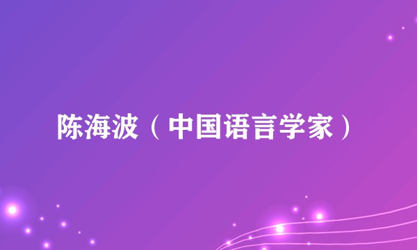 陈海波（中国语言学家）