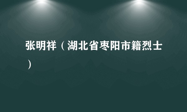 张明祥（湖北省枣阳市籍烈士）