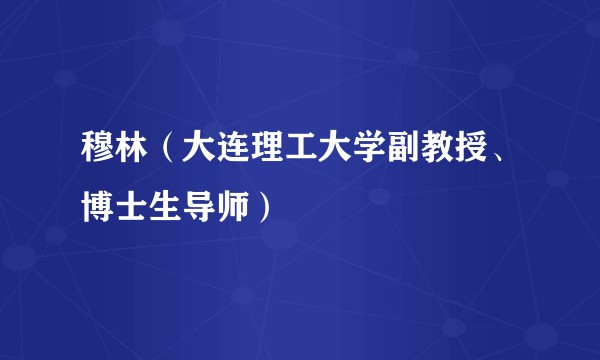 穆林（大连理工大学副教授、博士生导师）