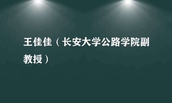 王佳佳(长安大学公路学院副教授)