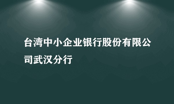 台湾中小企业银行股份有限公司武汉分行