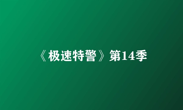 《极速特警》第14季