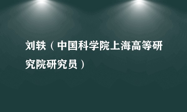 刘轶（中国科学院上海高等研究院研究员）