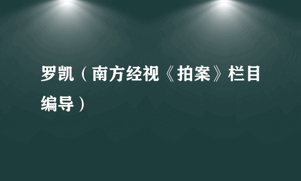 罗凯（南方经视《拍案》栏目编导）