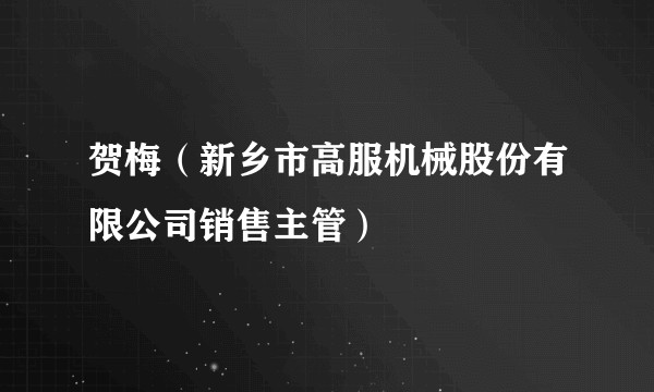 贺梅（新乡市高服机械股份有限公司销售主管）