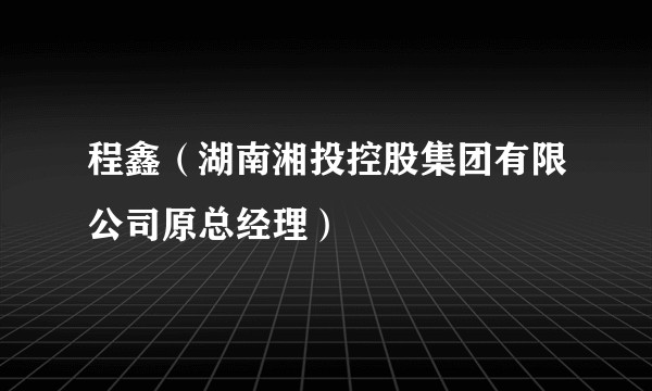 程鑫(湖南湘投控股集团有限公司原总经理)