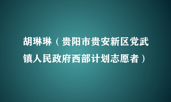 胡琳琳（贵阳市贵安新区党武镇人民政府西部计划志愿者）