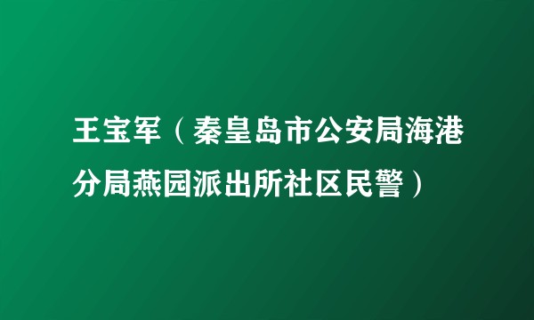 王宝军（秦皇岛市公安局海港分局燕园派出所社区民警）