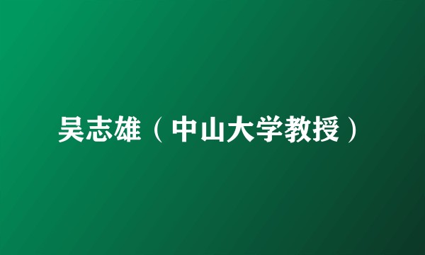 吴志雄（中山大学教授）