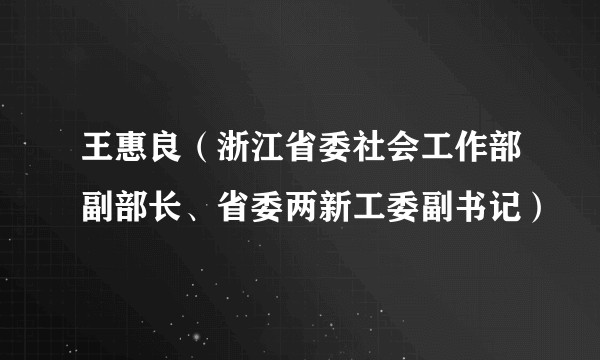 王惠良（浙江省委社会工作部副部长、省委两新工委副书记）