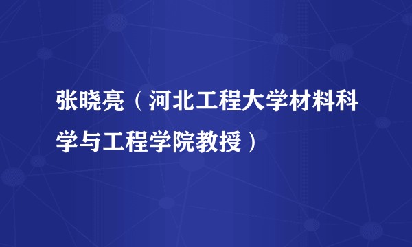 张晓亮（河北工程大学材料科学与工程学院教授）