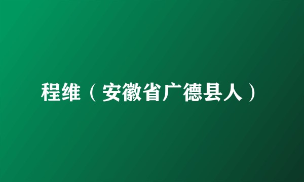 程维（安徽省广德县人）