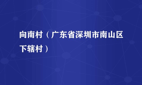 向南村（广东省深圳市南山区下辖村）