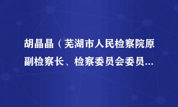 胡晶晶(芜湖市人民检察院原副检察长、检察委员会委员、检察员)