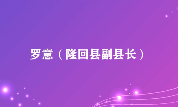 罗意（隆回县副县长）