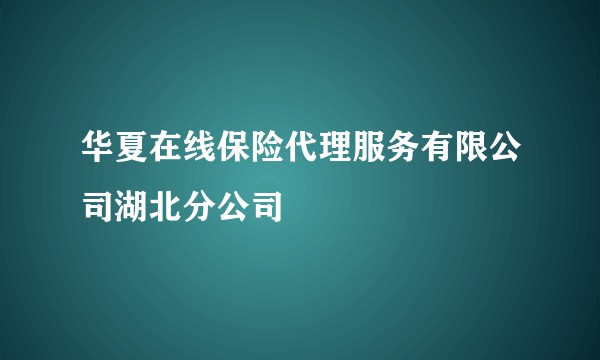 华夏在线保险代理服务有限公司湖北分公司