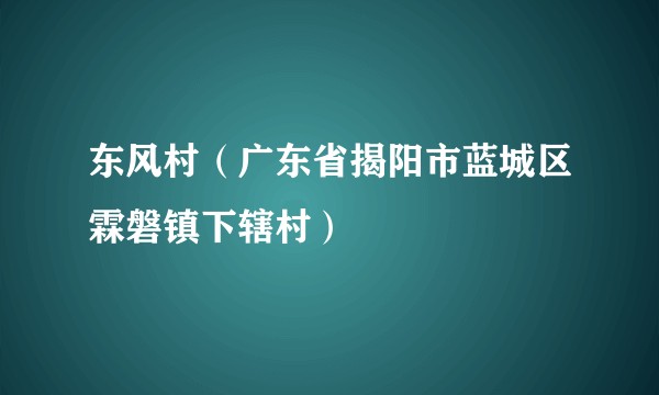 东风村(广东省揭阳市蓝城区霖磐镇下辖村)