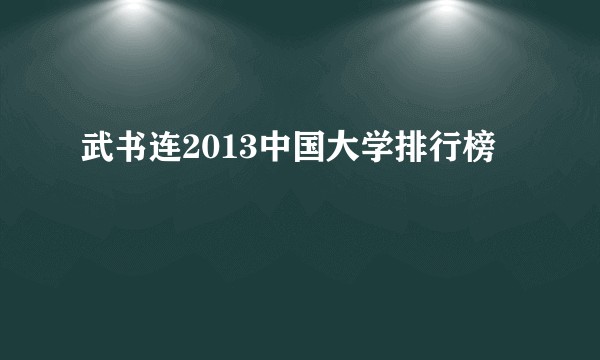 武书连2013中国大学排行榜