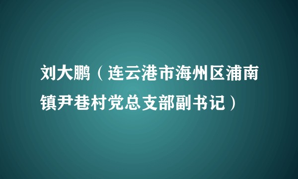 刘大鹏（连云港市海州区浦南镇尹巷村党总支部副书记）