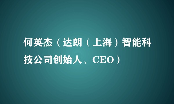 何英杰（达朗（上海）智能科技公司创始人、CEO）