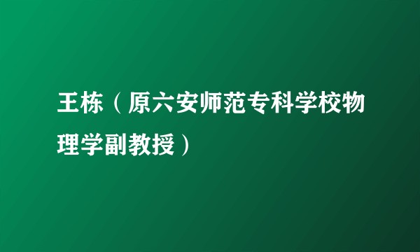 王栋（原六安师范专科学校物理学副教授）
