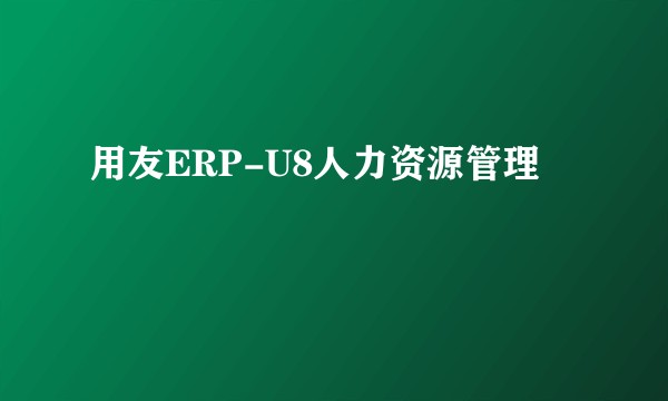 用友ERP-U8人力资源管理