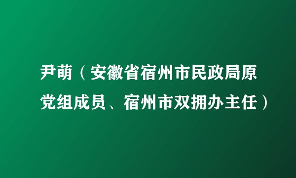 尹萌（安徽省宿州市民政局原党组成员、宿州市双拥办主任）