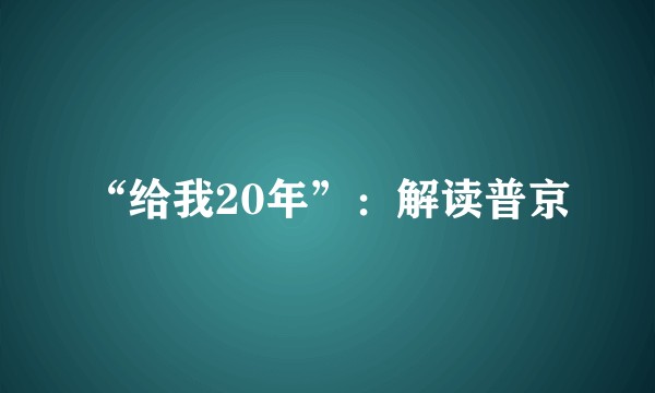“给我20年”：解读普京